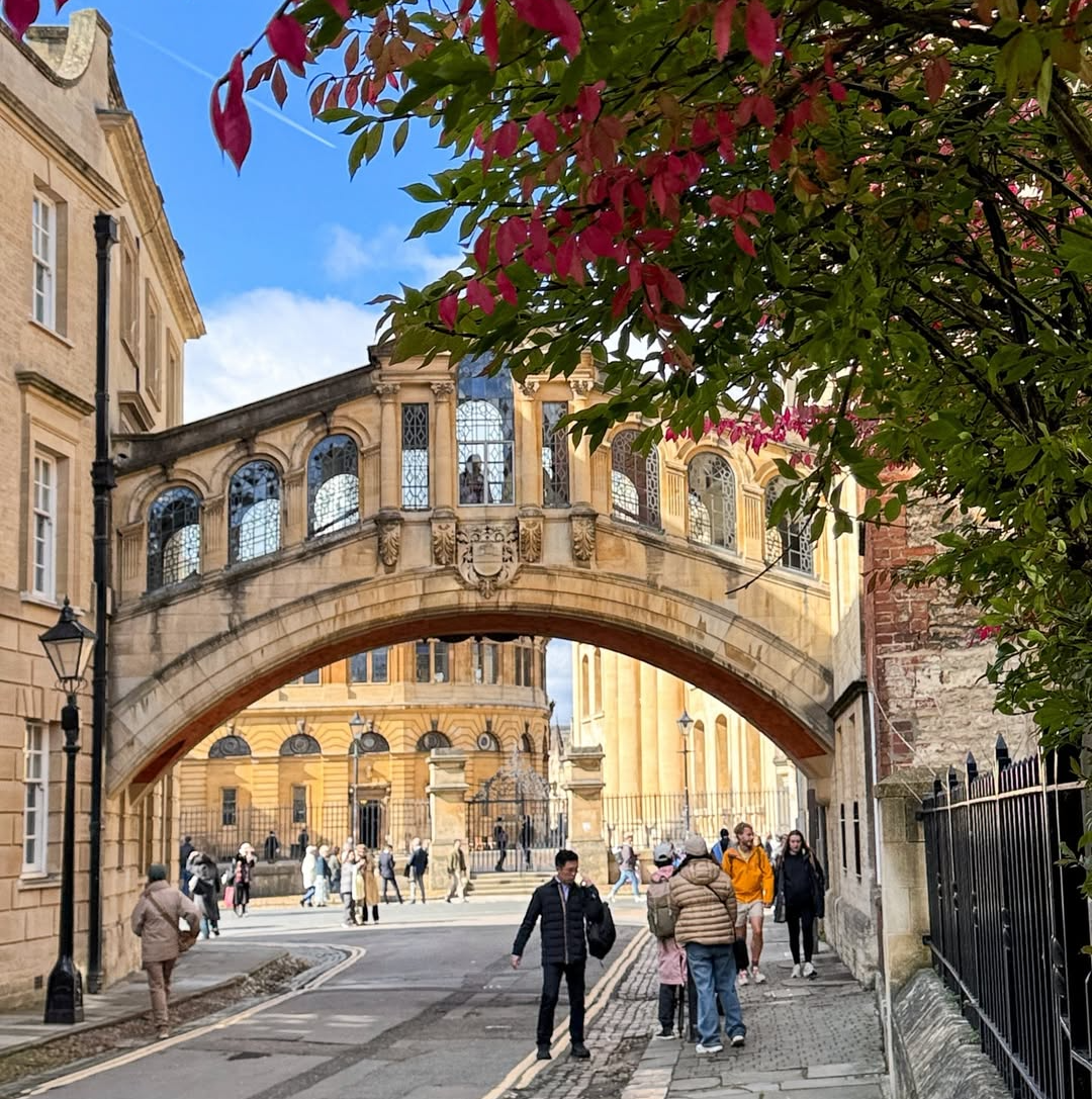 Hertford College's iconic Bridge of Sighs in Oxford